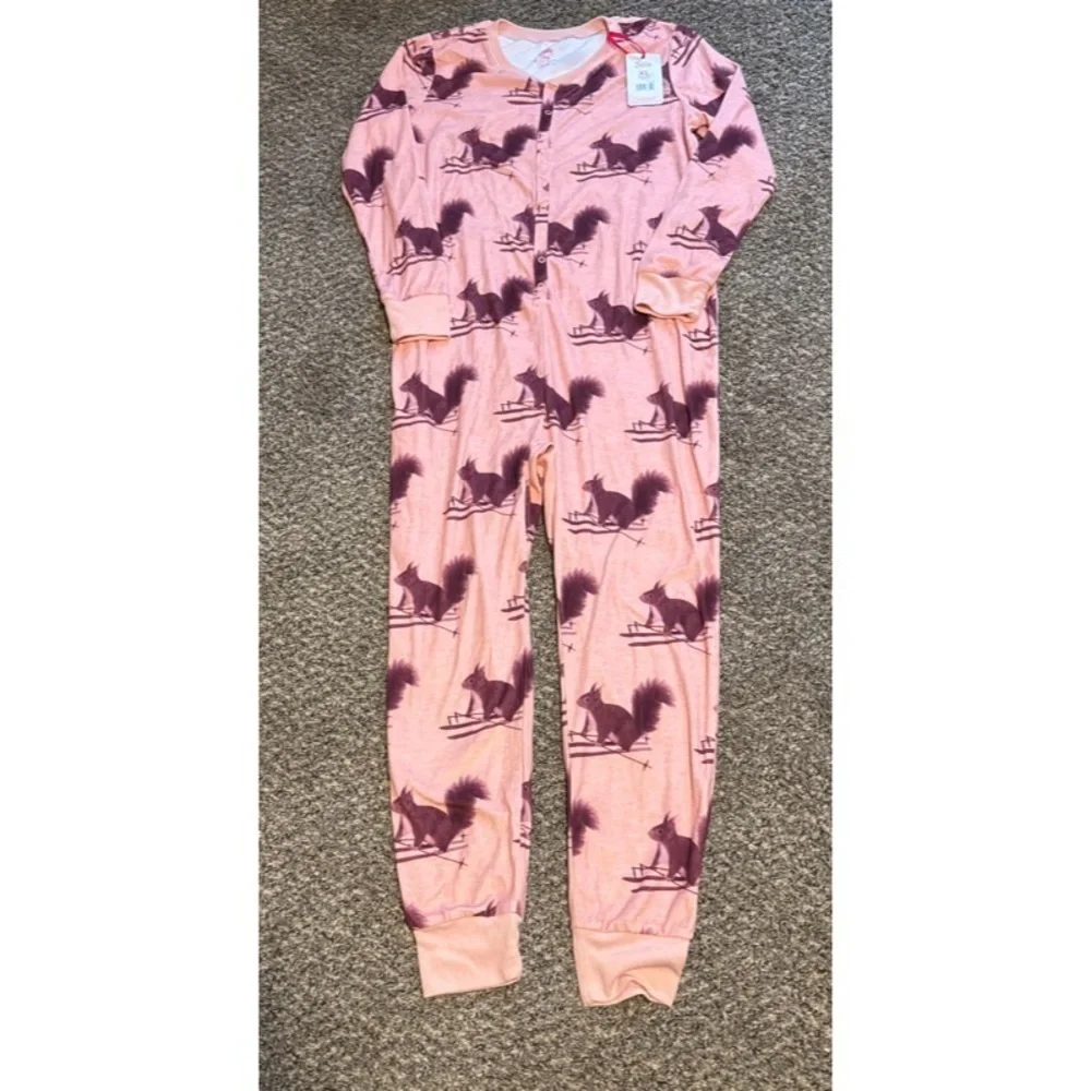 Pink Button Front Raccoon Onsie Pajama